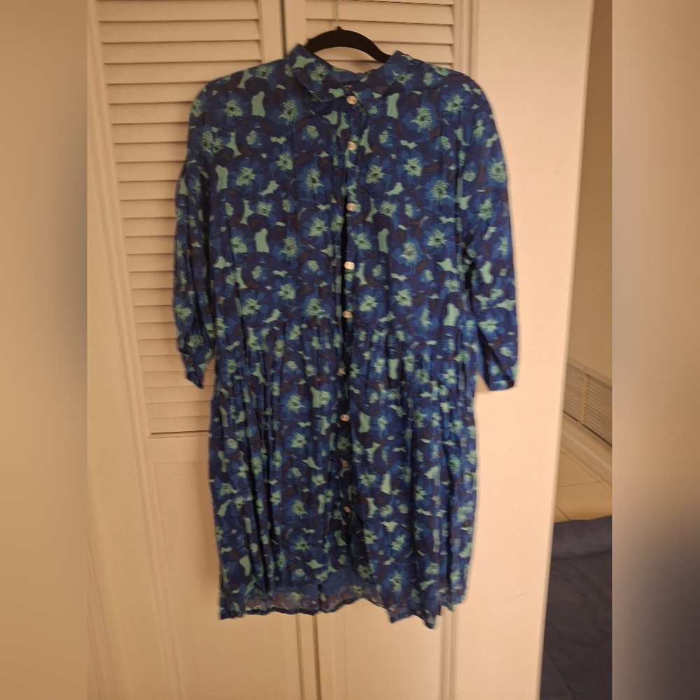 Chic Blue Floral Women's Dress